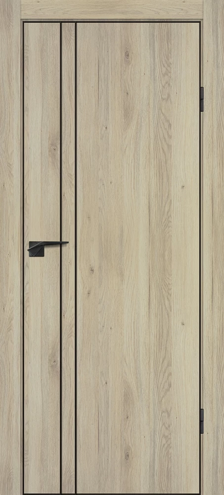 Фото Межкомнатная дверь P-20  черный молдинг PET,  кромка ABS черная c 4-х ст. Дуб молочный