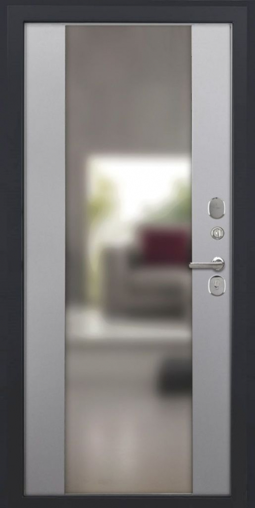 Входная дверь ДвериПРО L-Термо серебро Алиса (16мм, ПВХ софт грей, зеркало) DPRO197902 внутренняя сторона